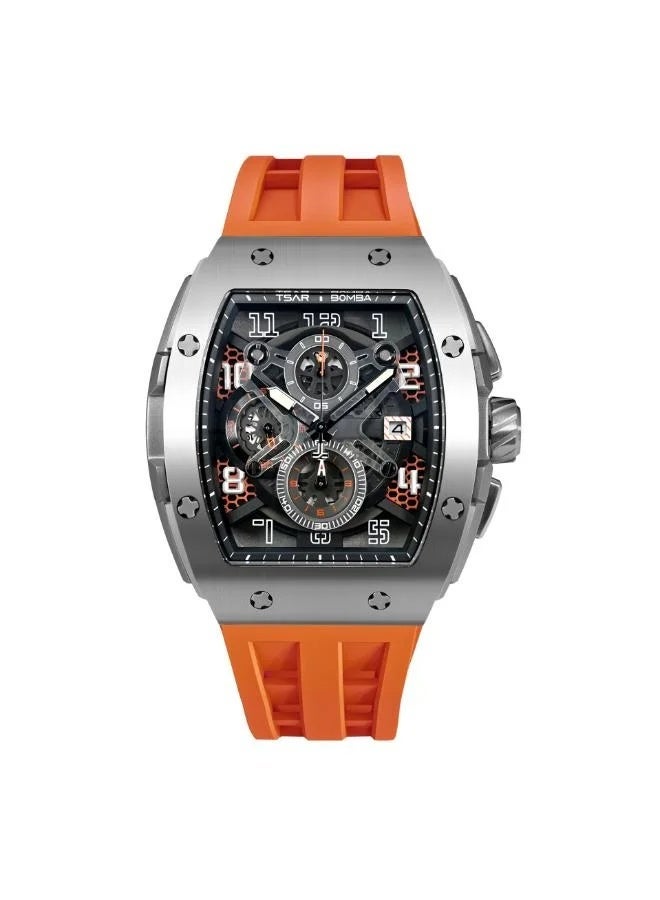 TSAR BOMBA Elemental Series Men's Analog Orange Dial Watch - TB8211Q-02 - Image 1